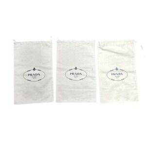 Prada Milano Dust Cover Bag Pouch 15"x9.5" Set of 3 Drawstring Travel Storage‎